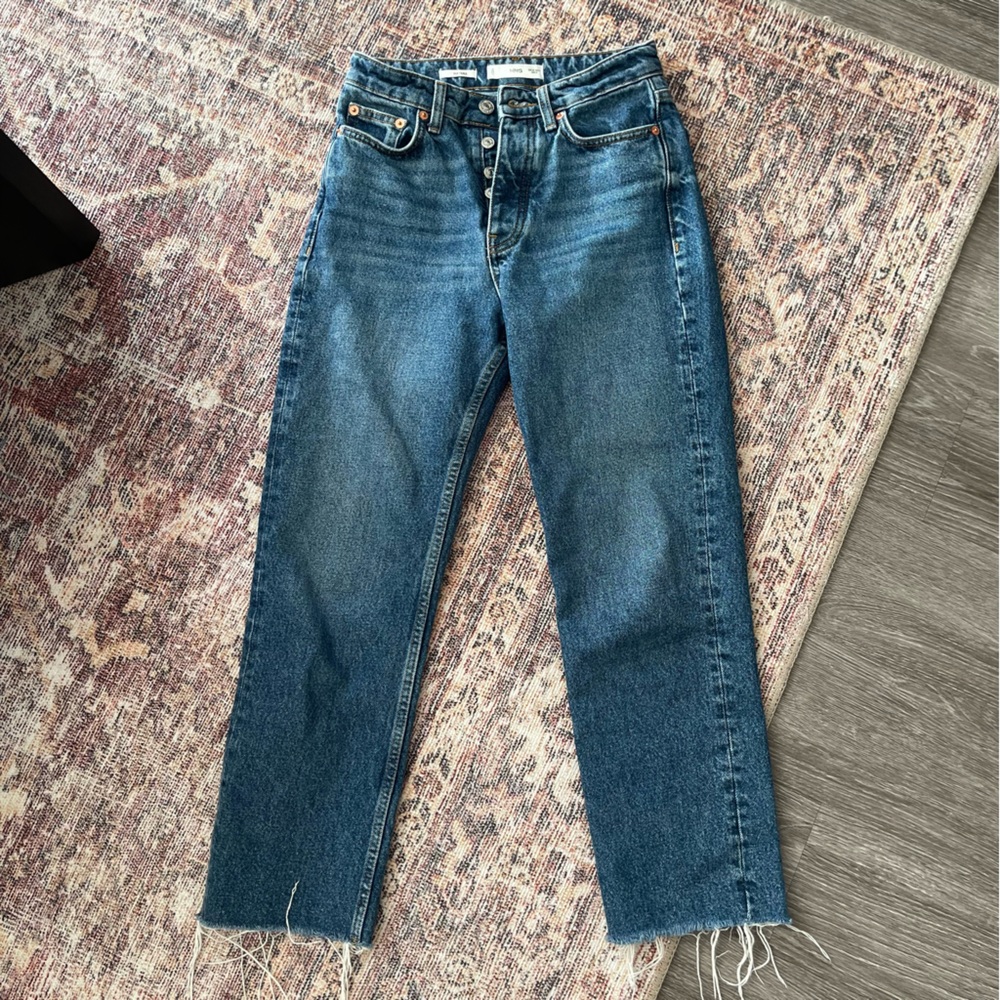 Mango High Waisted Cropped Havana Jeans